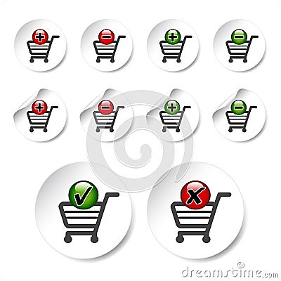 vector add delete shopping cart item Vector Illustration