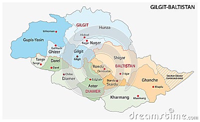 Vector administrative and political map of the Pakistani Special Territory Gilgit Baltistan Vector Illustration