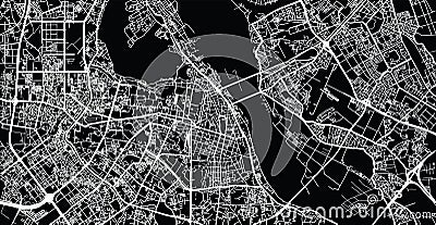 Vector aerial city road map of Hanoi, Vietnam Vector Illustration