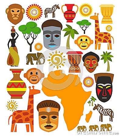 Vector africa icon set Vector Illustration