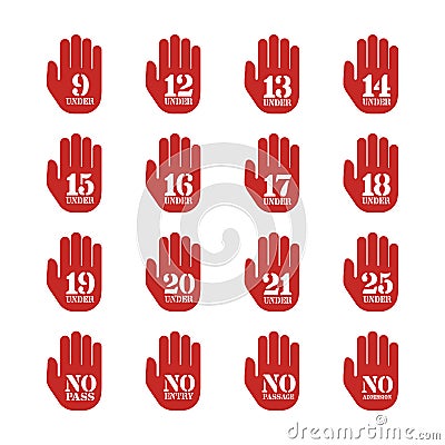 Vector age limitation and restriction signs set Vector Illustration