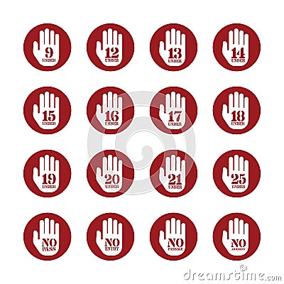 Vector age limitation and restriction signs set Vector Illustration