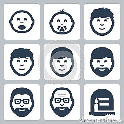 Vector 'aging concept' icons Vector Illustration