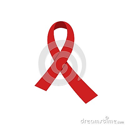 Vector aids red ribbon on the white background. World AID`s day symbol. 1 december. Stop aids Vector Illustration