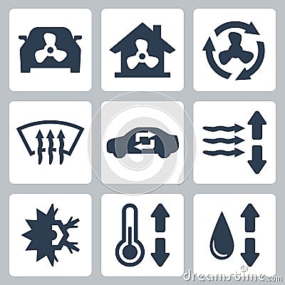 Vector air conditioning icons Vector Illustration