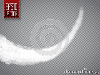 Vector airplane condensation trail. Smoke on transparent background Vector Illustration