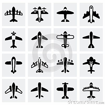 Vector Airplane icon set Vector Illustration