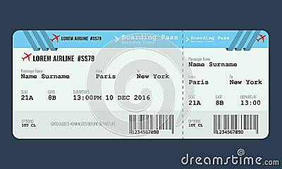 Vector Airplane ticket design template. Vector Illustration