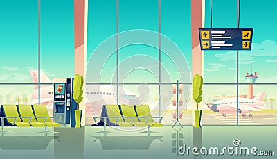 Vector airport hall, international terminal. Travel concept Vector Illustration