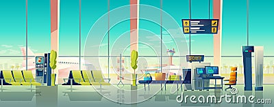 Vector airport hall with security control, metal detector Vector Illustration