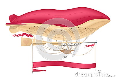 Vector airship, zeppelin, dirigible. Retro graphic pattern Vector Illustration