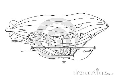 Vector airship, zeppelin, dirigible Vector Illustration