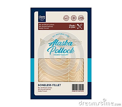 Vector alaska pollock packaging design Vector Illustration