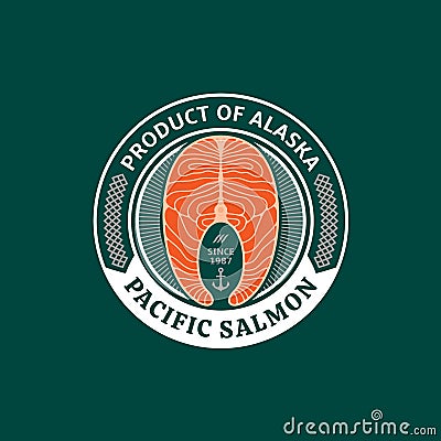 Vector Alaskan salmon logo Vector Illustration