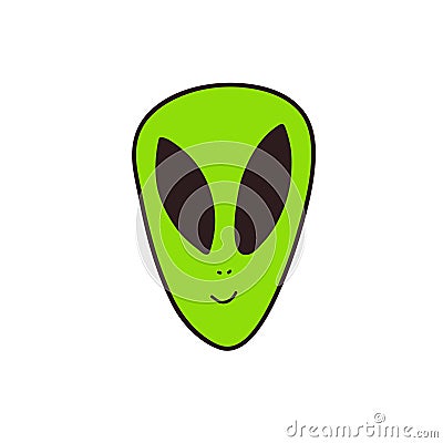 Vector Alien badge. T-shirt print design. Funny doodle sticker. Vector Illustration