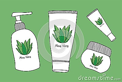 Vector aloe vera soap, Hand drawn illustration cosmetic. Vector Illustration