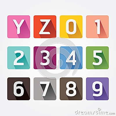 Vector Alphabet colorful Font with Sahdow Style. Vector Illustration