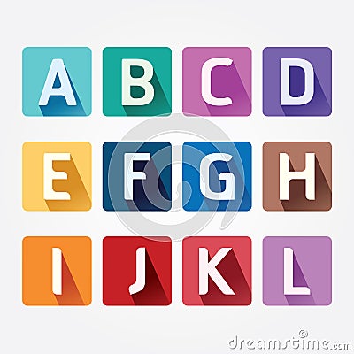 Vector Alphabet colorful Font with Sahdow Style. Vector Illustration