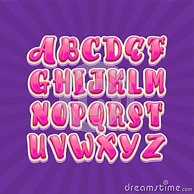 Vector Alphabet. Game font Unique Custom Characters. Hand Lettering for Designs - logos, badges, postcards, posters Vector Illustration