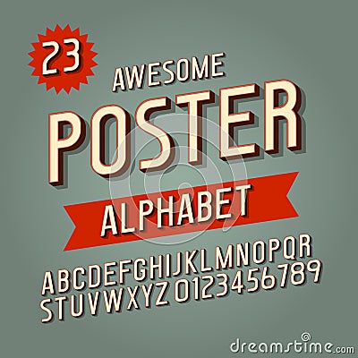 Vector alphabet modern retro bold font Vector Illustration