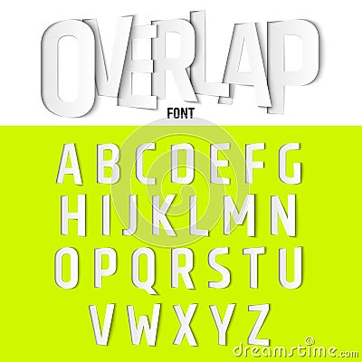 Vector Alphabet with Ovelapping Letters, Modern Paper Cut Font Style. Vector Illustration