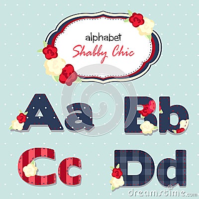 Vector alphabet. shabby chic. seamless swatch Vector Illustration