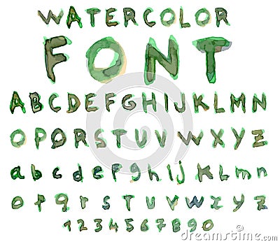 Vector alphabet with watercolor font Vector Illustration