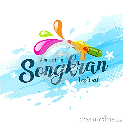 Vector amazing songkran festival with water gun Vector Illustration