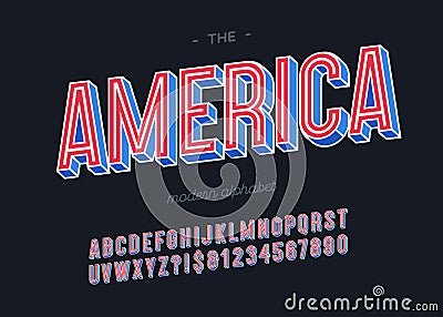 Vector america alphabet 3d colorful style for decoration Vector Illustration