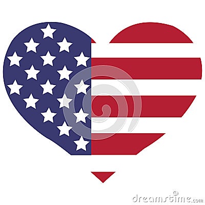 The vector heart with american flag colors Vector Illustration