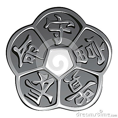Vector Ancient chinese coin feng shui Vector Illustration