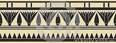 Vector ancient gold and black Egyptian seamless ornament. Vector Illustration