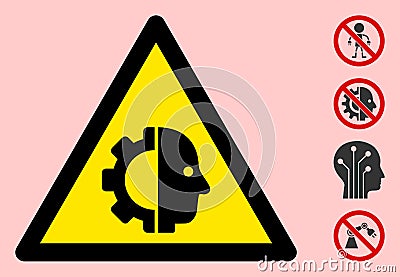 Vector Android Robot Warning Triangle Sign Icon Stock Photo