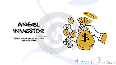 Vector of an angel investor provides capital to startup, entrepreneur, small business Vector Illustration