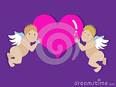 Vector angels with heart. Vector Illustration