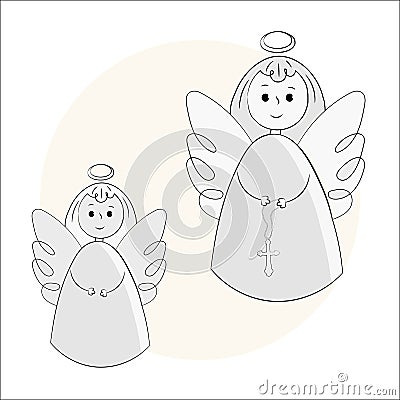 Vector angels on a white background. Hand-drawn in the style of doodle. Isolated objects Vector Illustration