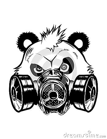 Vector - angry panda head Cartoon Illustration