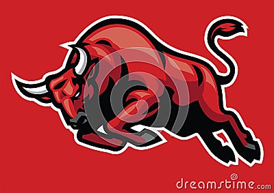 Angry bull mascot in set Vector Illustration