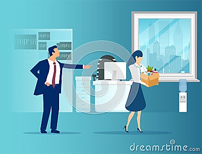 Vector of an angry businessman boss firing female employee Vector Illustration