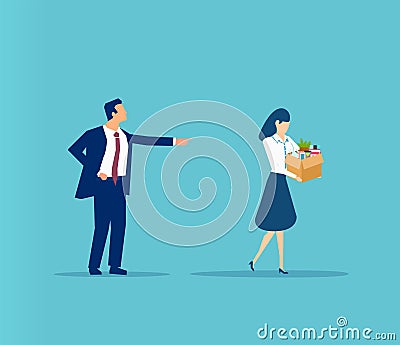 Vector of an angry businessman boss firing female employee Vector Illustration