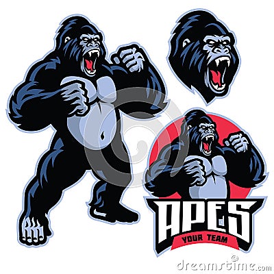 Angry gorilla mascot standing Vector Illustration