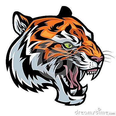 Angry tiger head roaring Vector Illustration