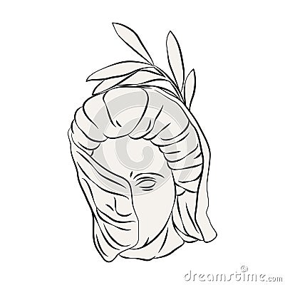 Vector aphrodite head sculpture.Greek woman statue Vector Illustration