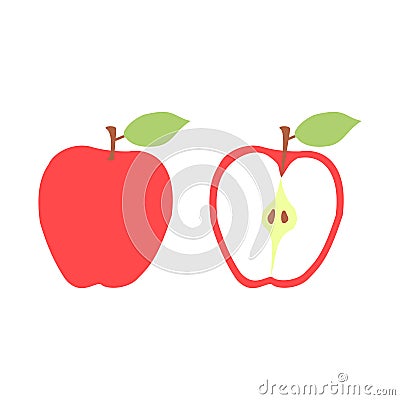 Vector apple fruit icon set. Isolated on white Vector Illustration