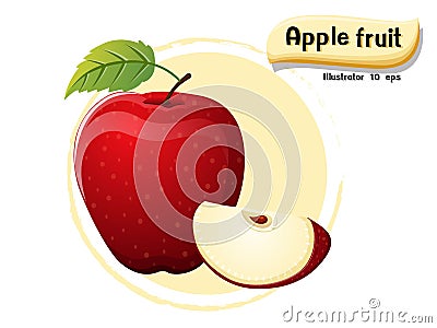 Vector Apple fruit isolated on color background,illustrator 10 eps Vector Illustration