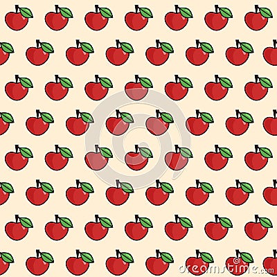 Vector apple seamless pattern in flat style with outline Vector Illustration