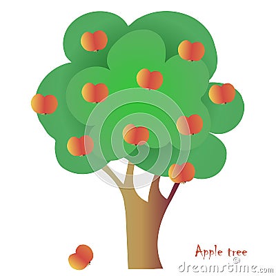 Vector apple tree for emblem, for icon, for decoration hand drawn Vector Illustration