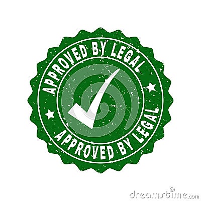 Approved by Legal Grunge Stamp with Tick Vector Illustration