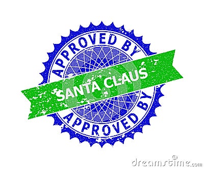APPROVED BY SANTA CLAUS Bicolor Rosette Distress Seal Stock Photo