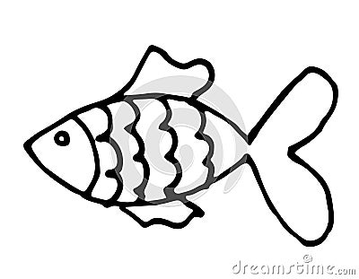 Vector aquarium fish silhouette illustration. Colorful cartoon aquarium fish icon Cartoon Illustration